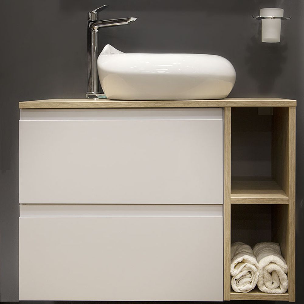 Lavoar pe blat alb lucios 47 cm modern Fluminia Tear [4]