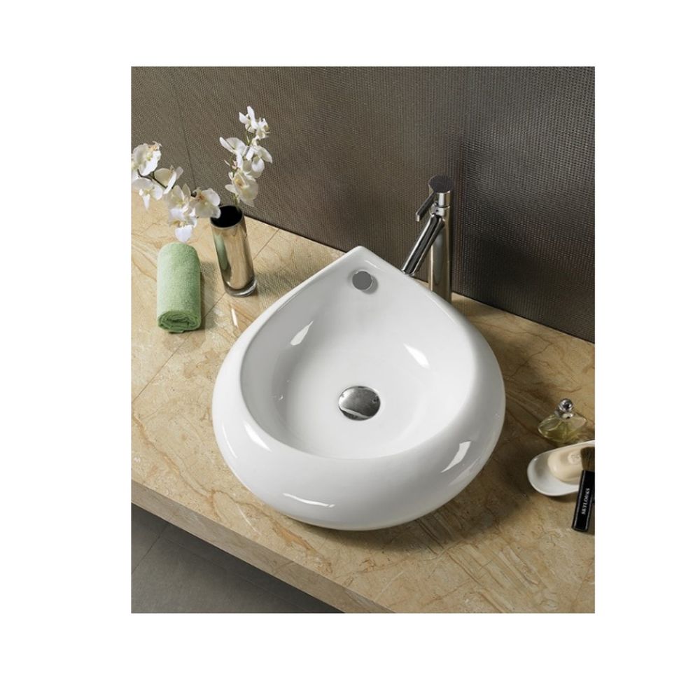 Lavoar pe blat alb lucios 47 cm modern Fluminia Tear [3]