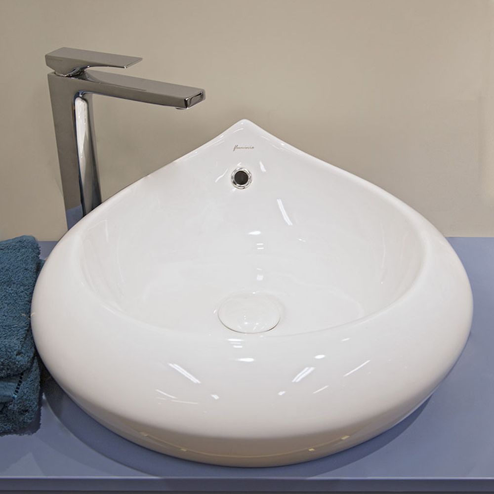 Lavoar pe blat alb lucios 47 cm modern Fluminia Tear [5]