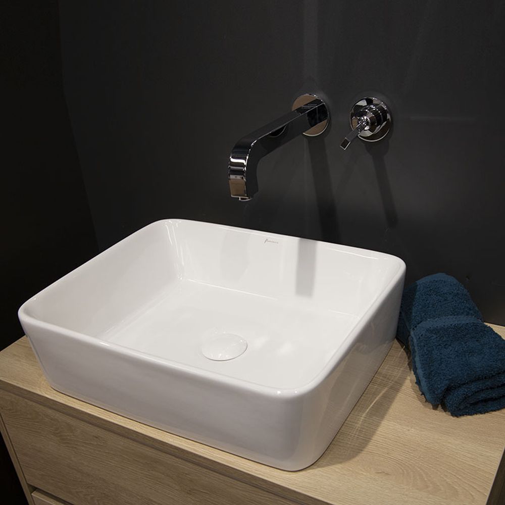 Lavoar pe blat alb lucios 48 cm, dreptunghiular, Fluminia Ares [6]