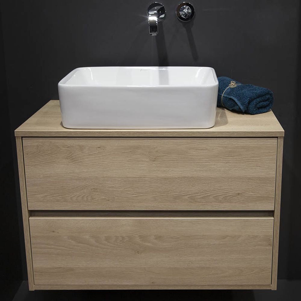 Lavoar pe blat alb lucios 48 cm, dreptunghiular, Fluminia Ares [5]