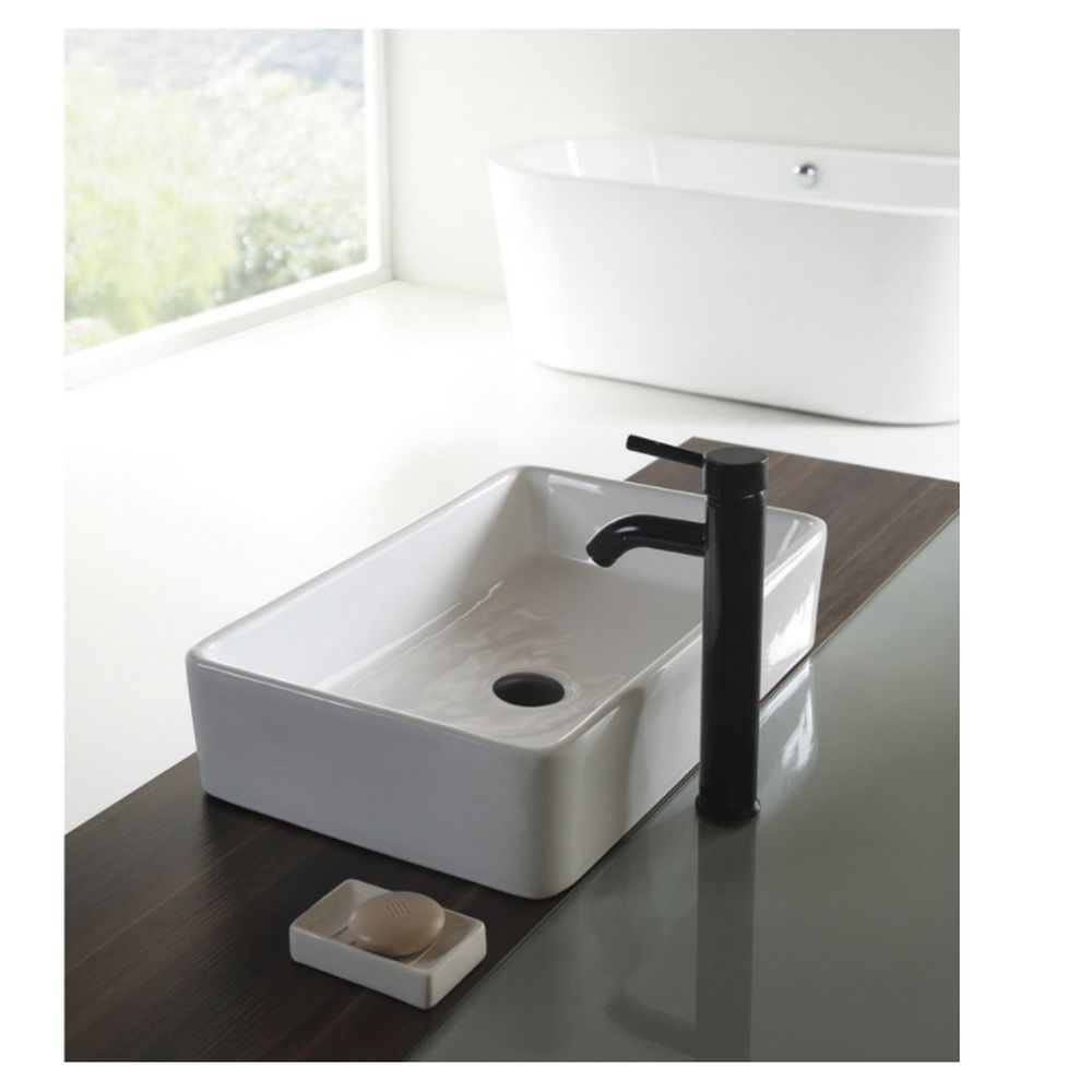 Lavoar pe blat alb lucios 48 cm, dreptunghiular, Fluminia Ares [7]