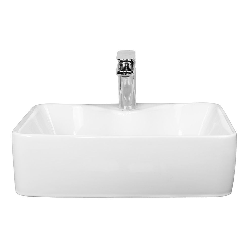 Lavoar pe blat alb lucios 48 cm, dreptunghiular, orificiu baterie, Fluminia Baldur [3]