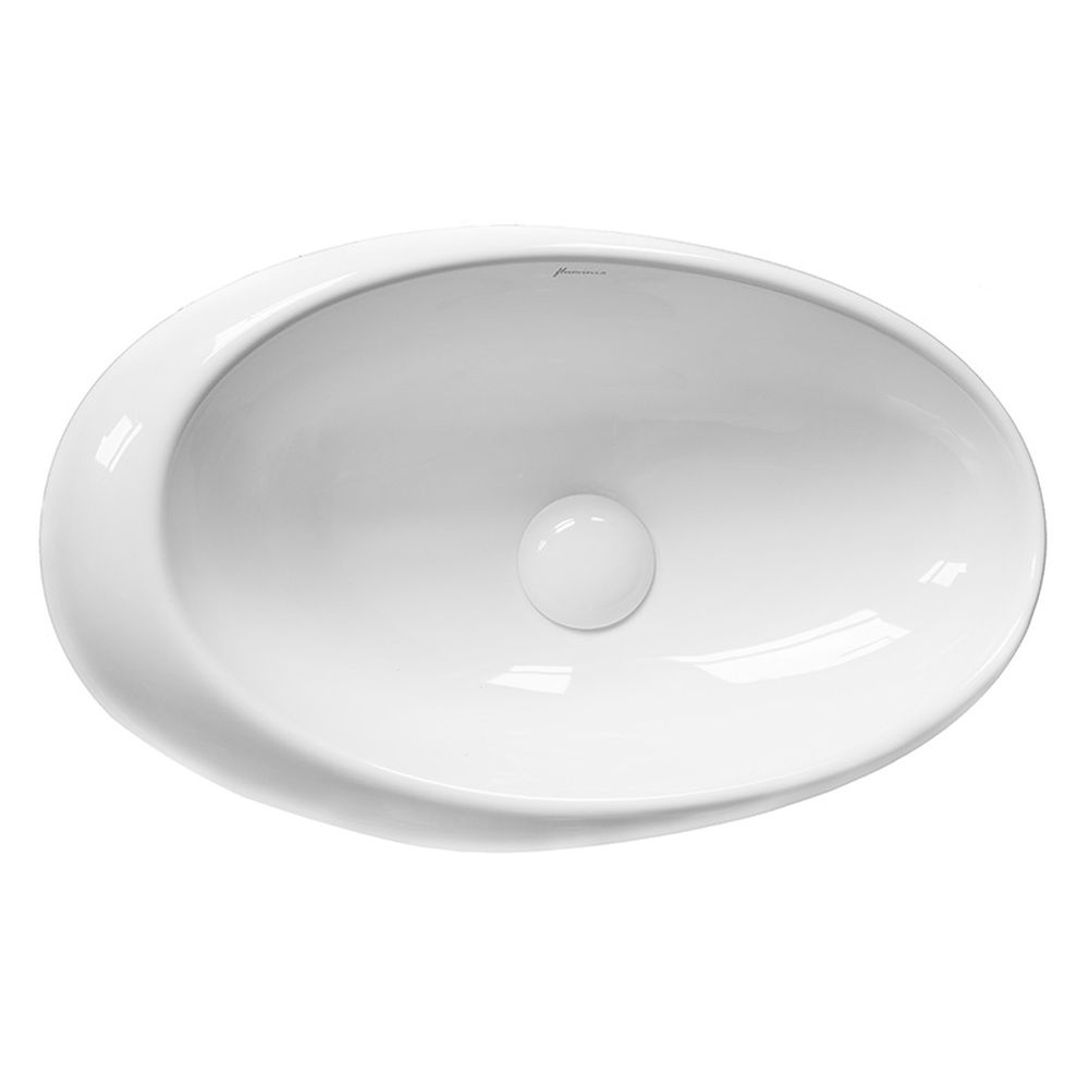 Lavoar pe blat alb lucios 49 cm, oval, Fluminia Egg [3]