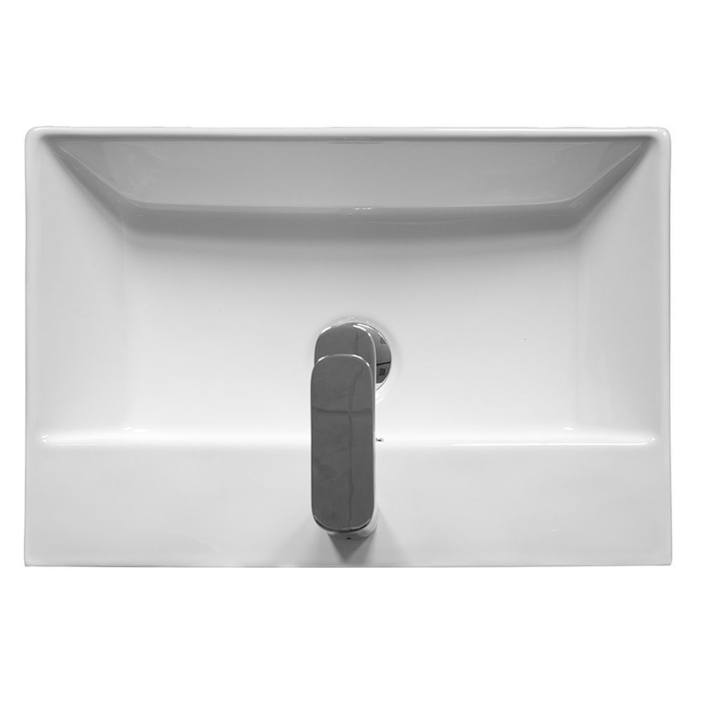 Lavoar pe blat alb lucios 50 cm, dreptunghiular, cu orificiu baterie, Fluminia Pluto [2]