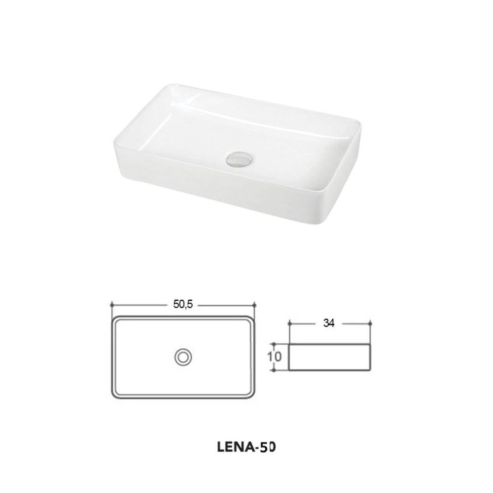 Lavoar pe blat alb lucios 50 cm, dreptunghiular, Fluminia Lena [3]