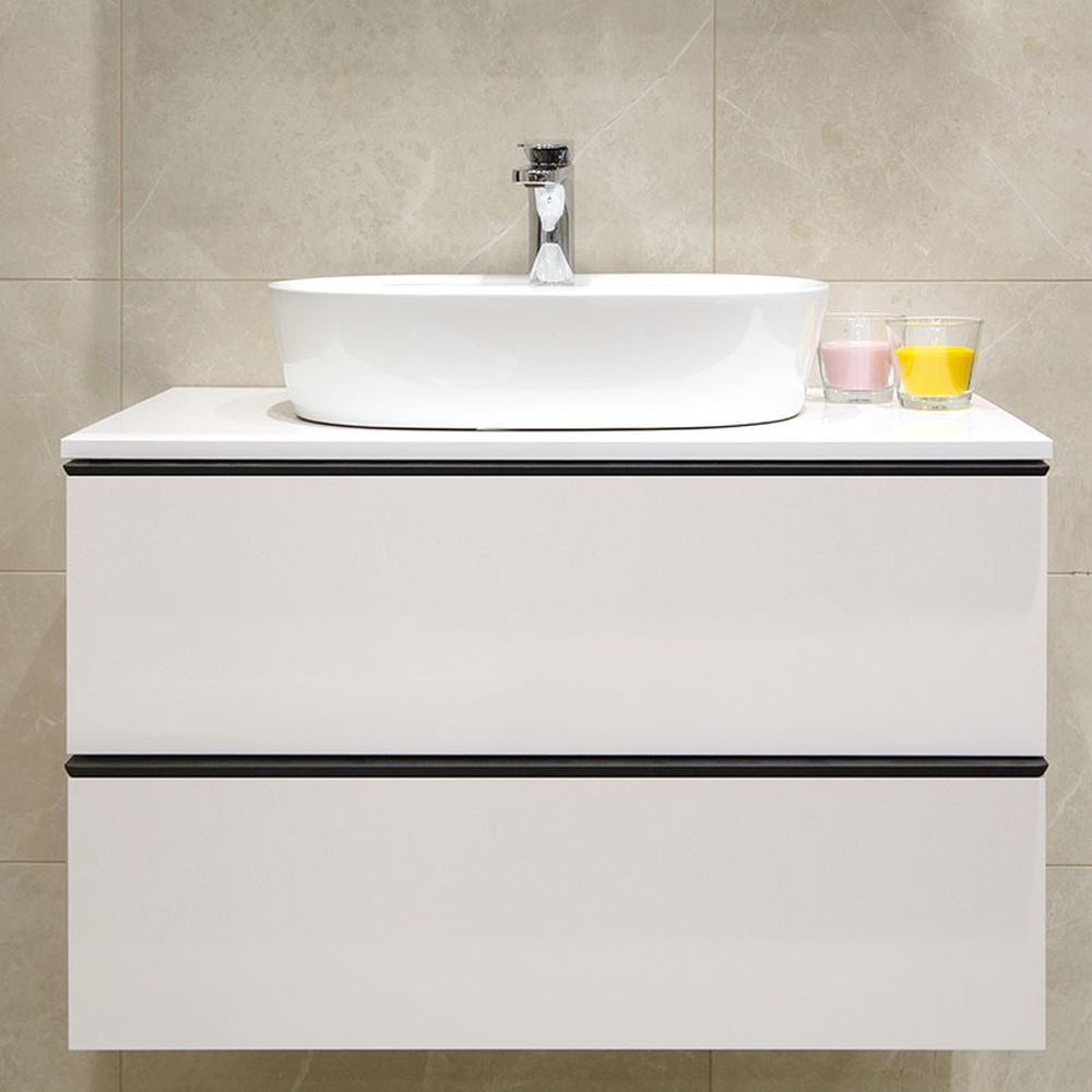 Lavoar pe blat alb lucios 50 cm, oval, Fluminia Cassandra [8]