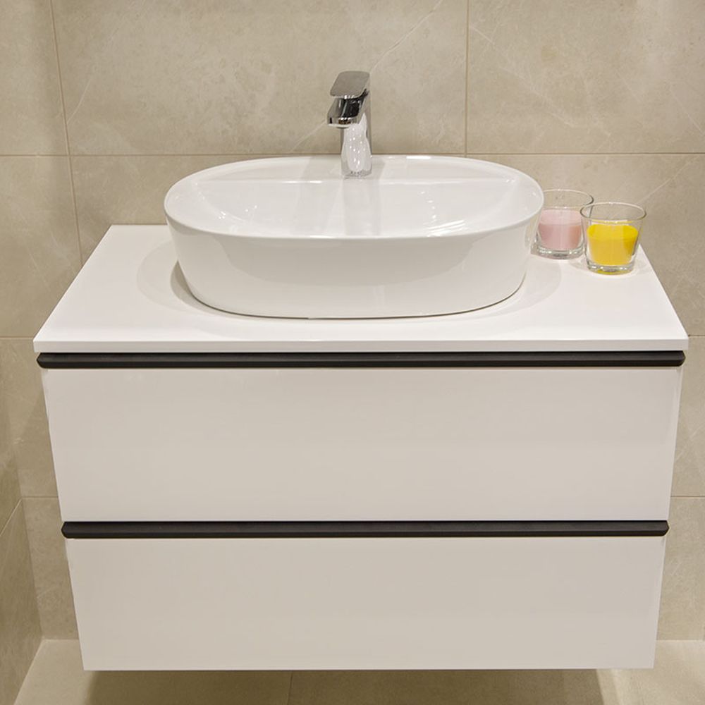 Lavoar pe blat alb lucios 50 cm, oval, Fluminia Cassandra [7]