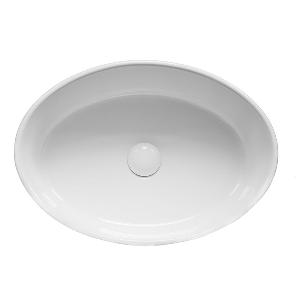 Lavoar pe blat alb lucios 50 cm, oval, Fluminia Hera [2]