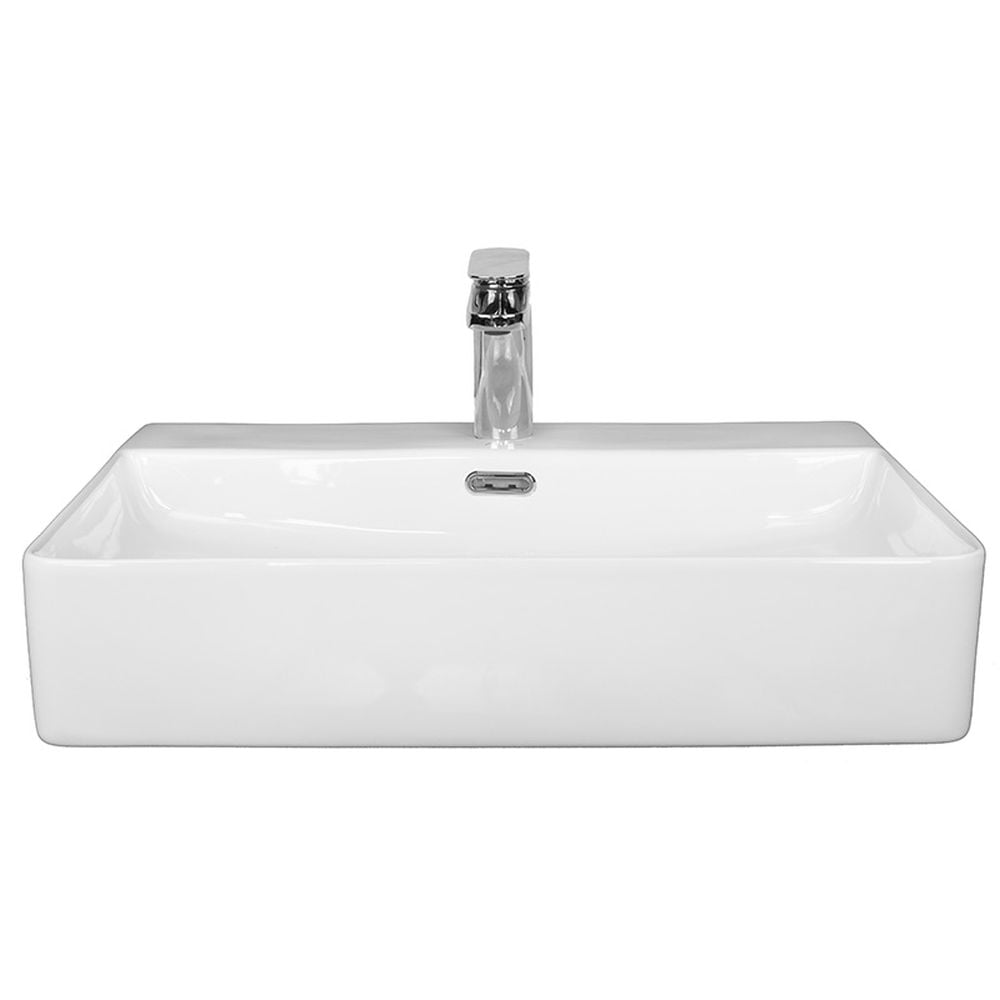 Lavoar pe blat alb lucios 52 cm, dreptunghiular, cu orificiu baterie, Fluminia Mercur [3]