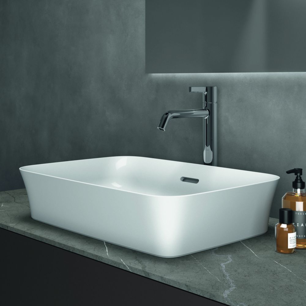 Lavoar pe blat alb lucios 55 cm, dreptunghiular, cu preaplin, Ideal Standard Ipalyss [6]
