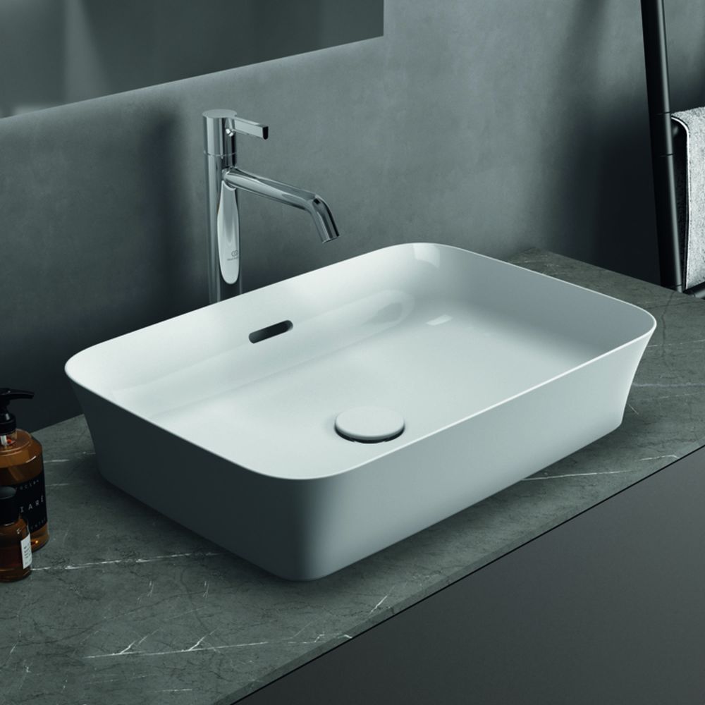 Lavoar pe blat alb lucios 55 cm, dreptunghiular, cu preaplin, Ideal Standard Ipalyss [7]