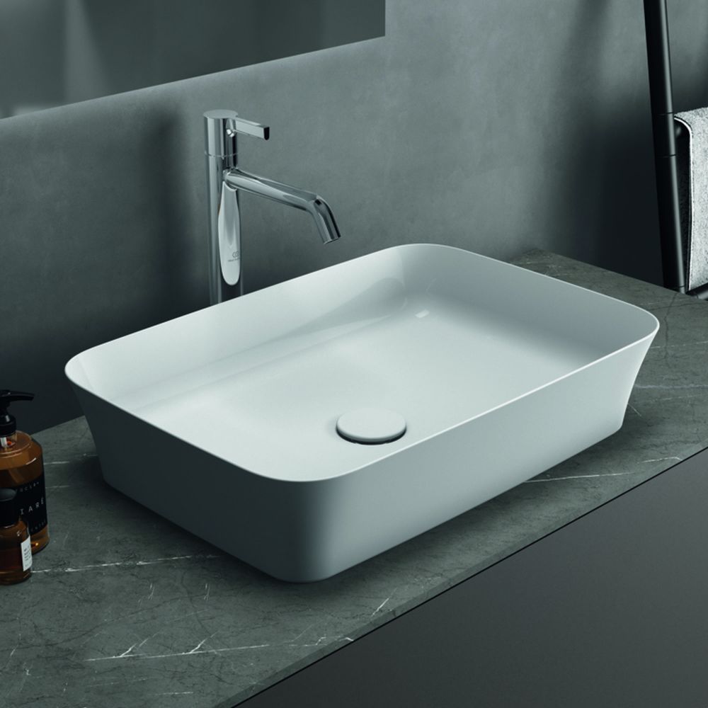 Lavoar pe blat alb lucios 55 cm, dreptunghiular, fara preaplin, Ideal Standard Ipalyss [7]