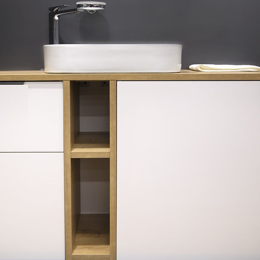 Lavoar pe blat alb lucios 55 cm, dreptunghiular, Fluminia Capri [6]