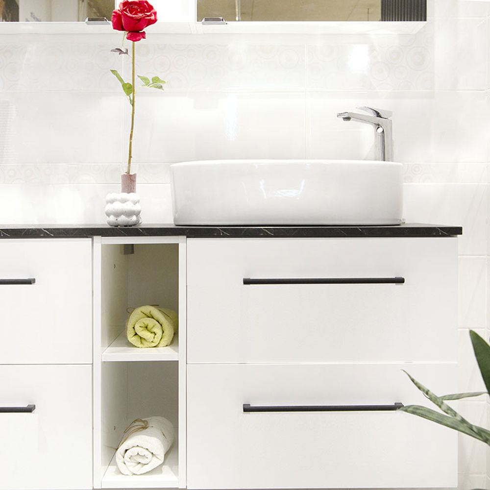 Lavoar pe blat alb lucios 56 cm, oval, Fluminia Tisa [5]