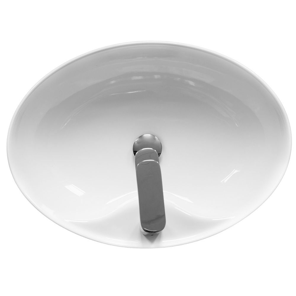 Lavoar pe blat alb lucios 57 cm, oval, orificiu baterie, Fluminia Tamisa [4]