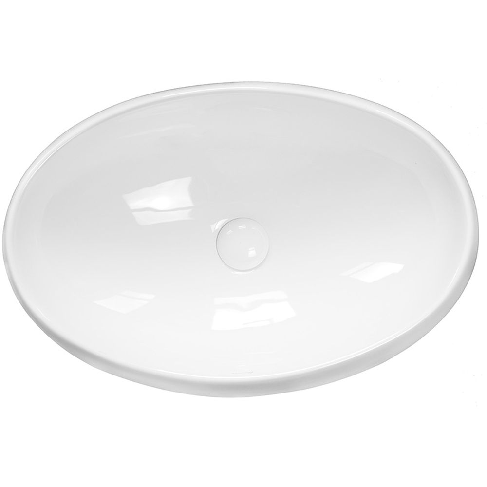 Lavoar pe blat alb lucios 59 cm, oval, Fluminia Lheea [2]