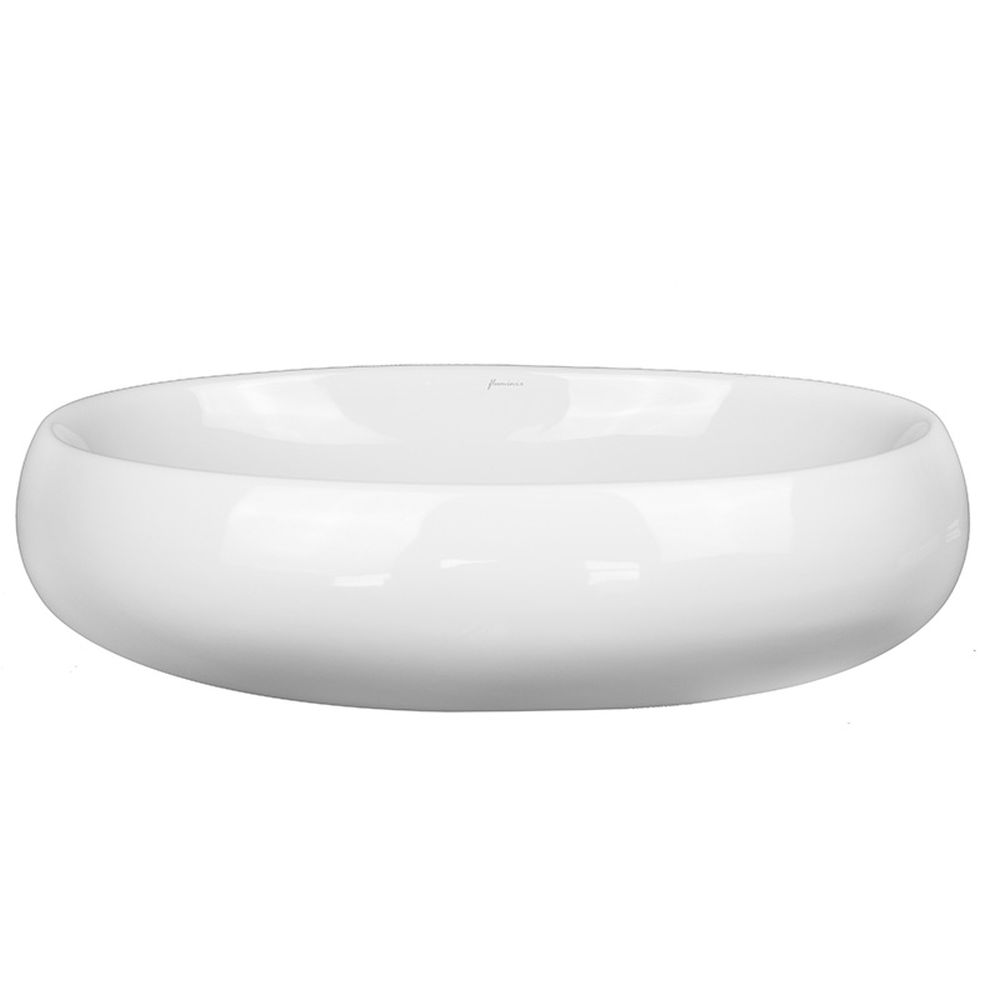 Lavoar pe blat alb lucios 59 cm, oval, Fluminia Lheea [3]