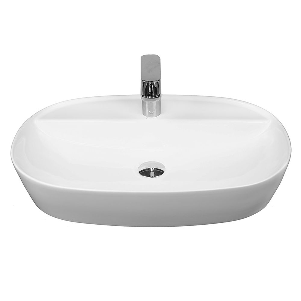 Lavoar pe blat alb lucios 60 cm, oval, Fluminia Cassandra [3]