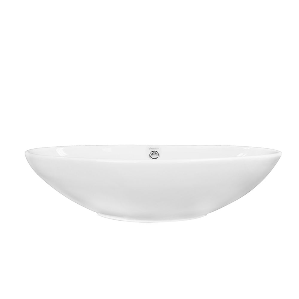 Lavoar pe blat alb lucios 64 cm, oval, cu preaplin, Fluminia Nil [2]