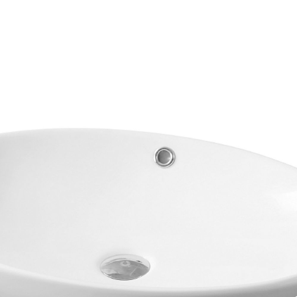 Lavoar pe blat alb lucios 64 cm, oval, cu preaplin, Fluminia Nil [4]