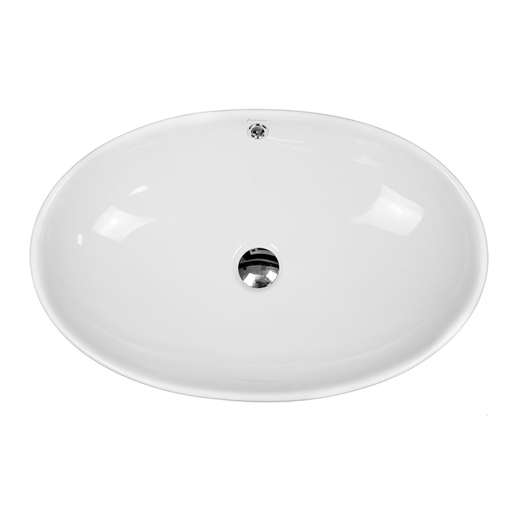 Lavoar pe blat alb lucios 64 cm, oval, cu preaplin, Fluminia Nil [3]