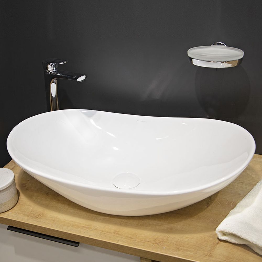 Lavoar pe blat alb lucios 64 cm, oval, Fluminia my Pleasure [7]