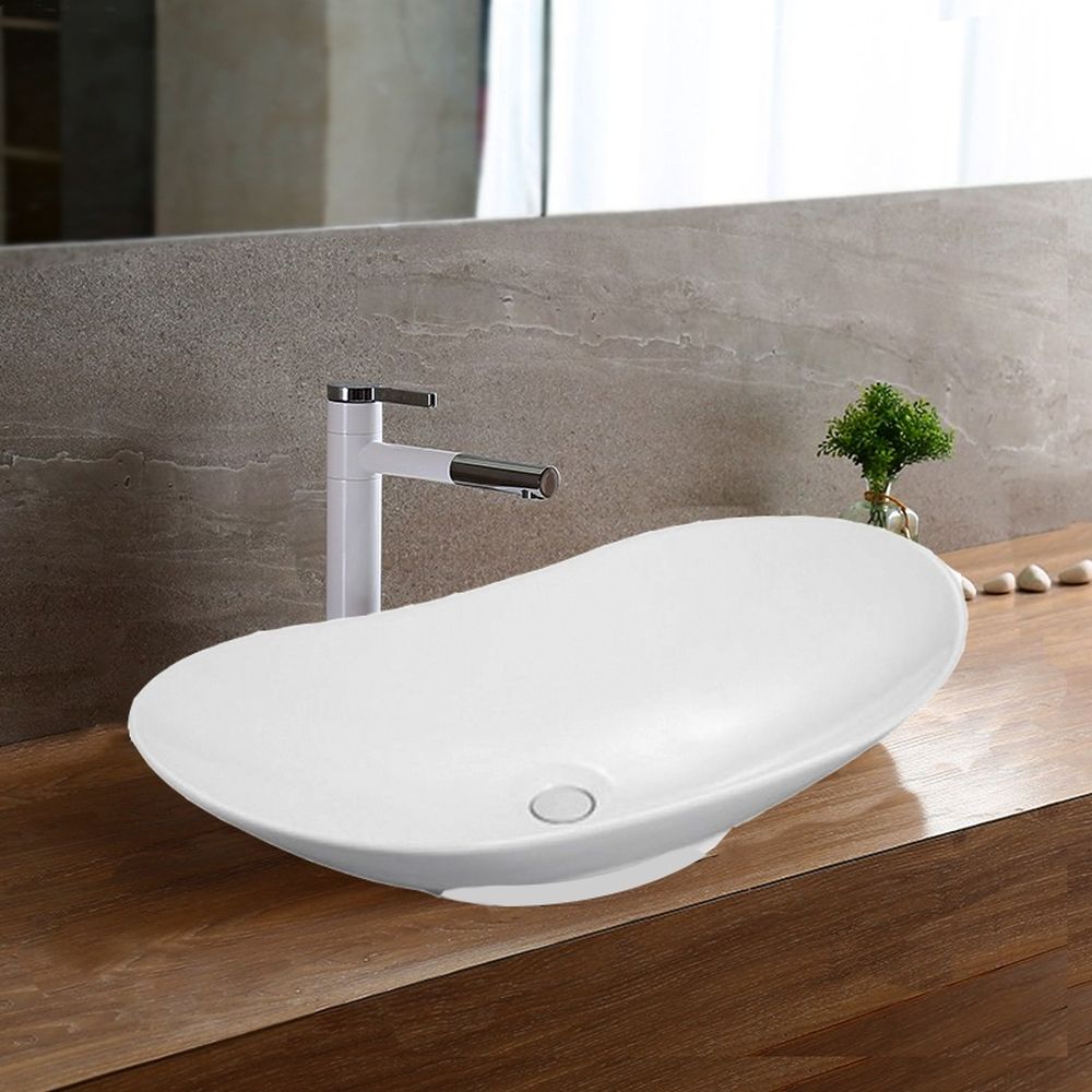 Lavoar pe blat alb lucios 64 cm, oval, Fluminia my Pleasure [5]