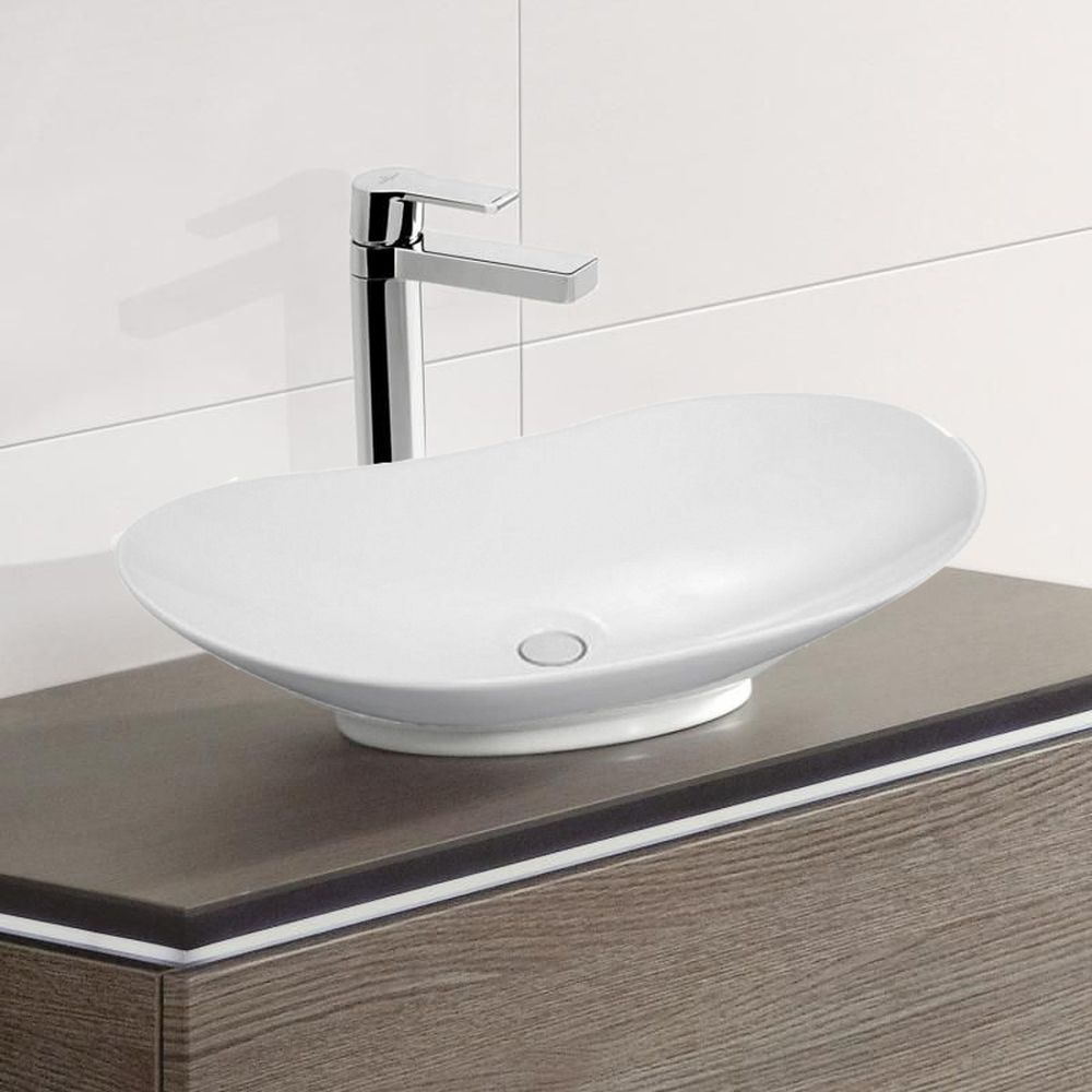 Lavoar pe blat alb lucios 64 cm, oval, Fluminia my Pleasure [4]