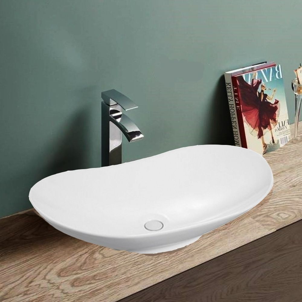 Lavoar pe blat alb lucios 64 cm, oval, Fluminia my Pleasure [6]