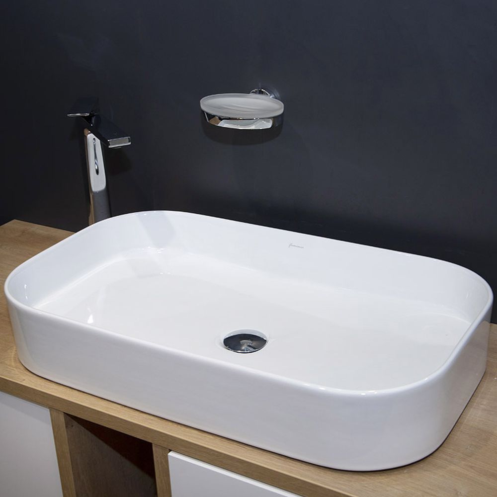 Lavoar pe blat alb lucios 65 cm, dreptunghiular, Fluminia Capri [4]