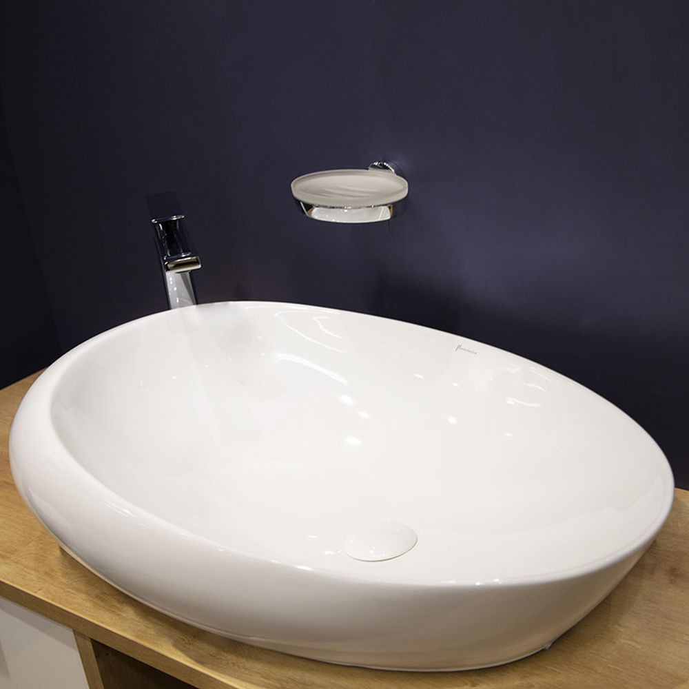 Lavoar pe blat alb lucios 66 cm, oval, Fluminia Egg Maxi [7]