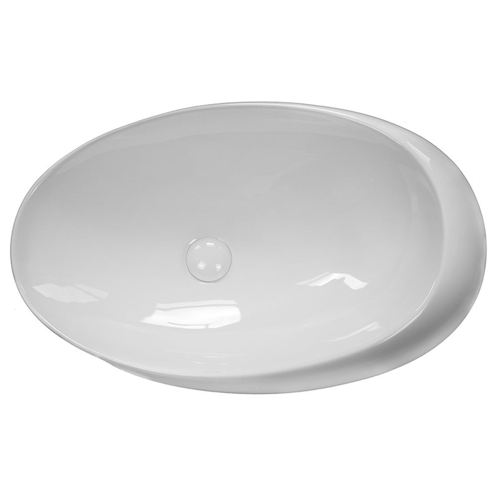 Lavoar pe blat alb lucios 66 cm, oval, Fluminia Egg Maxi [2]