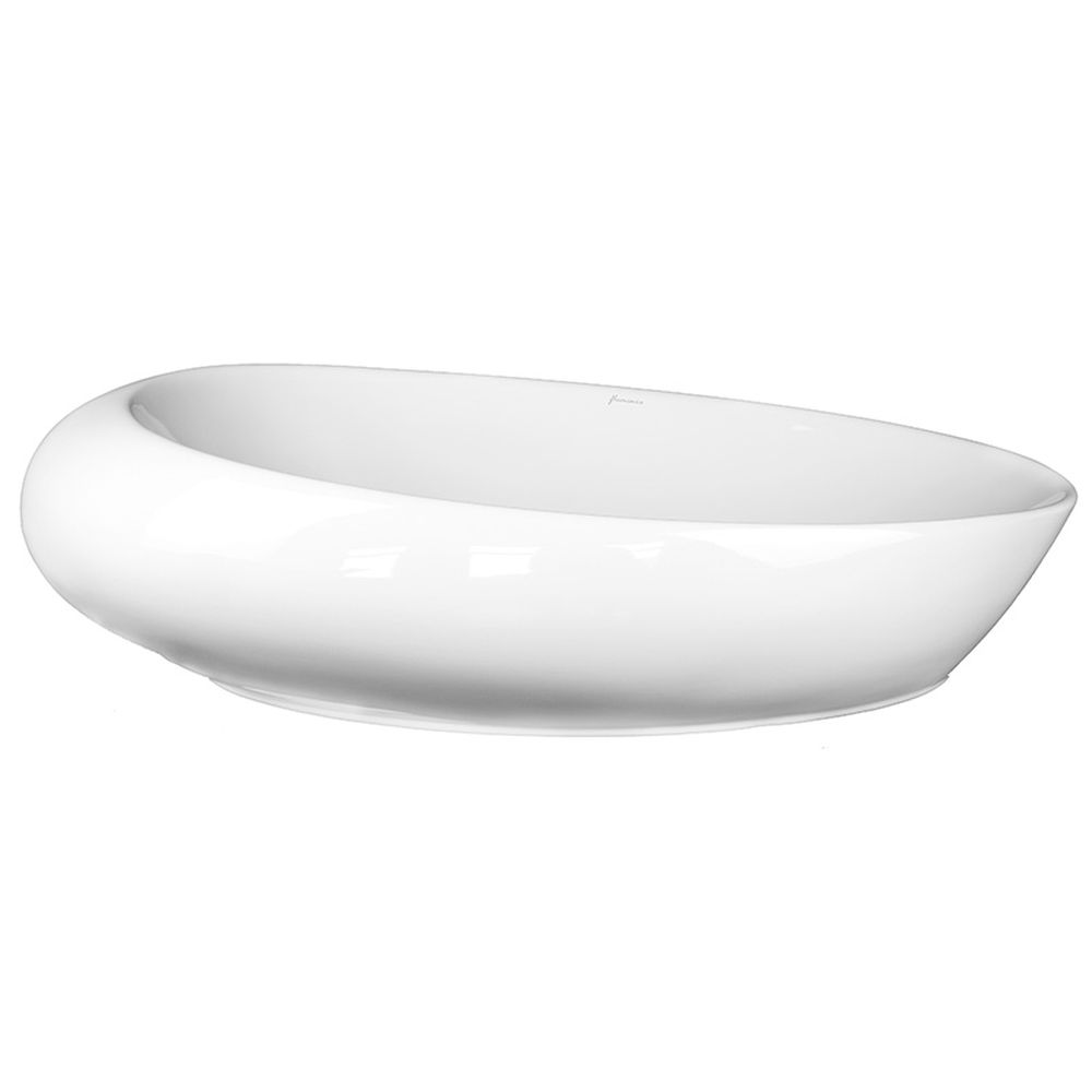 Lavoar pe blat alb lucios 66 cm, oval, Fluminia Egg Maxi [3]