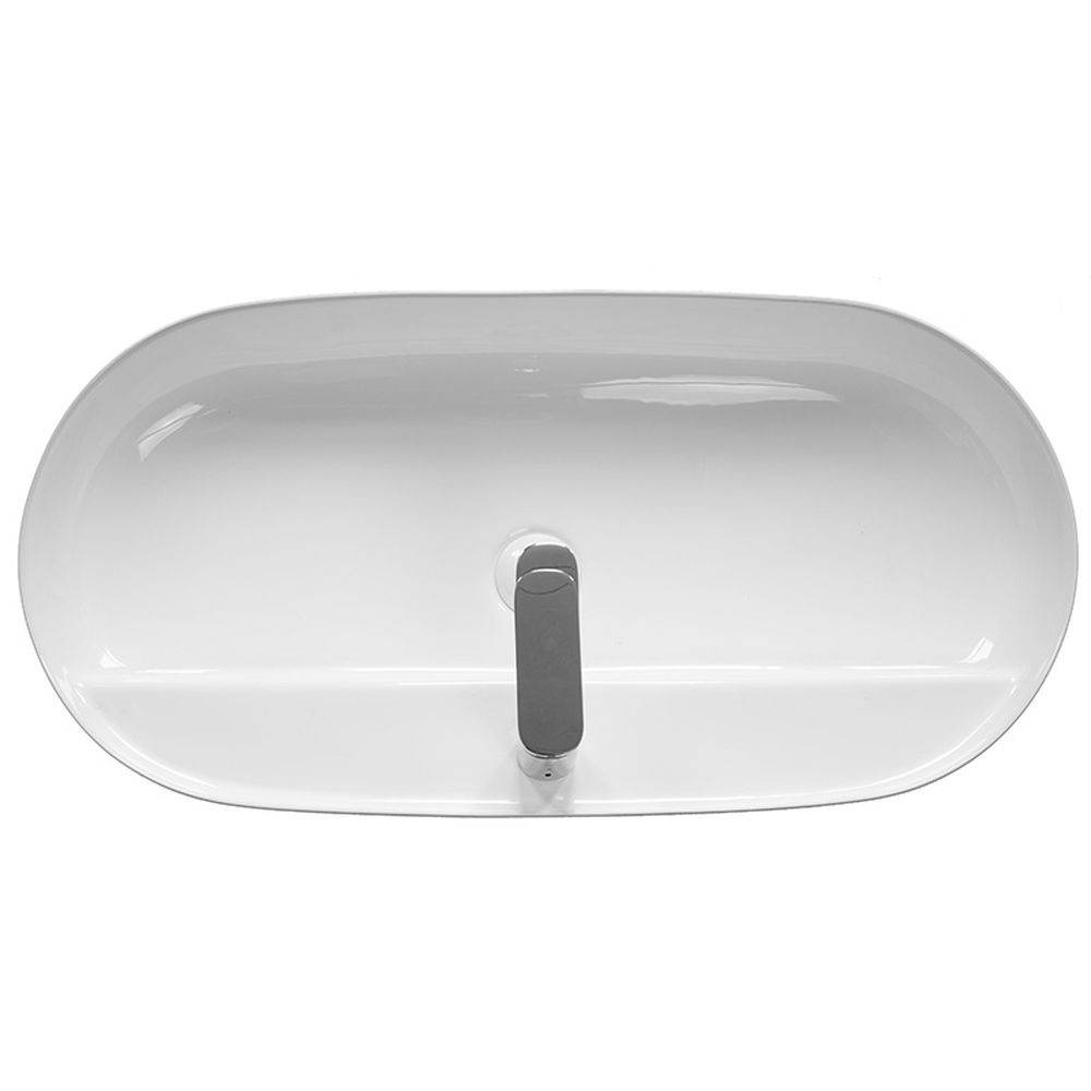 Lavoar pe blat alb lucios 80 cm, oval, Fluminia Cassandra [2]