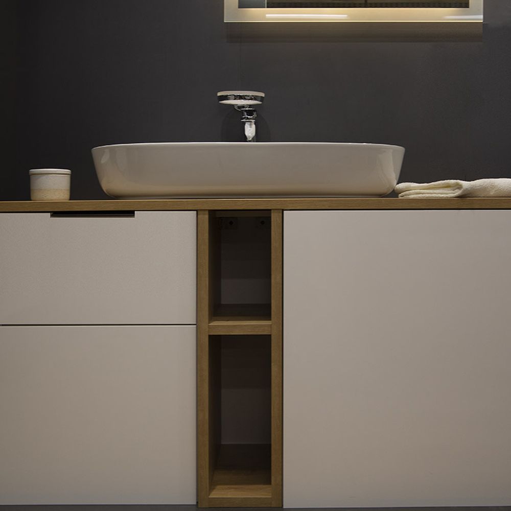 Lavoar pe blat alb lucios 80 cm, oval, Fluminia Cassandra [7]