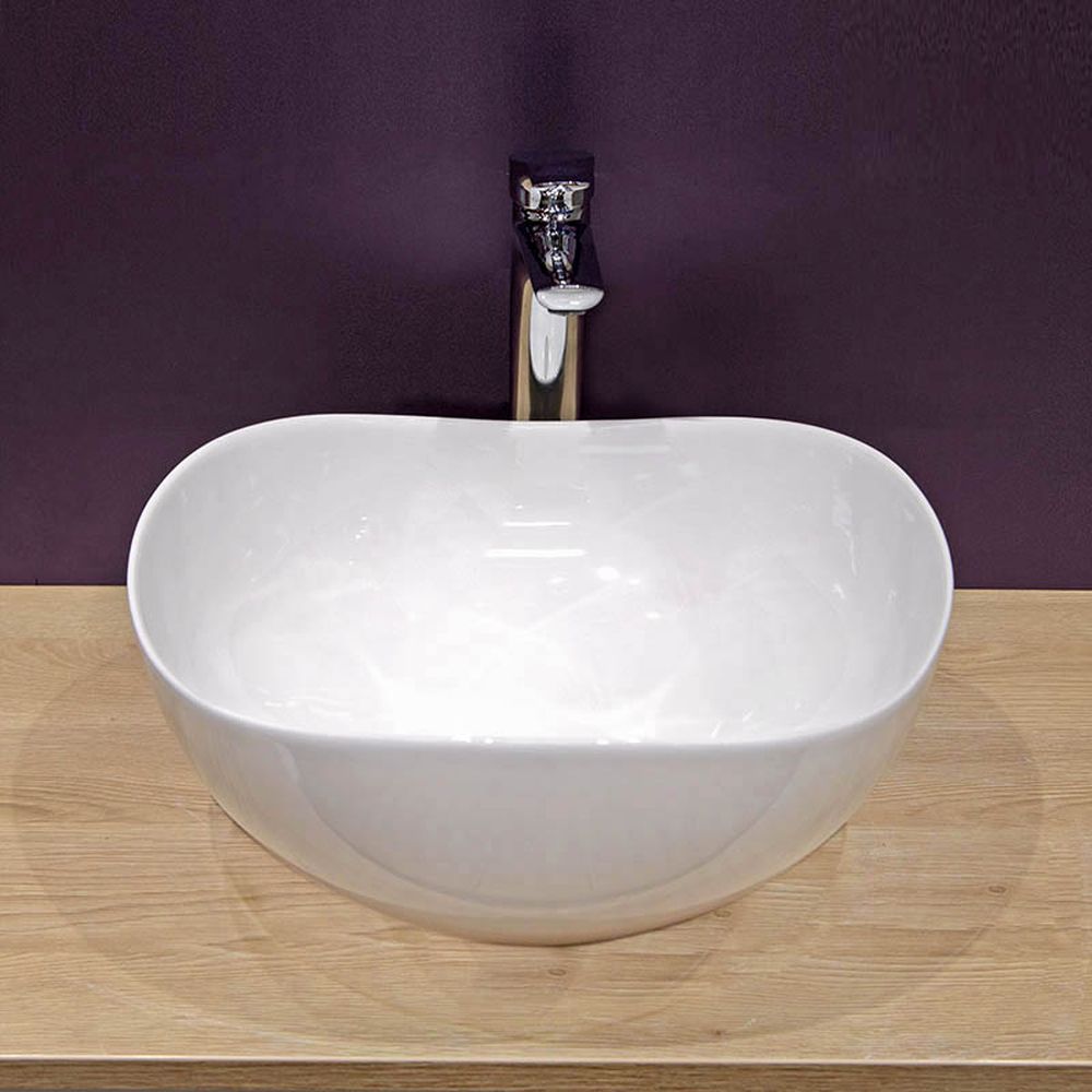 Lavoar pe blat alb lucios, asimetric, 38,5 cm, Fluminia Aloe [4]