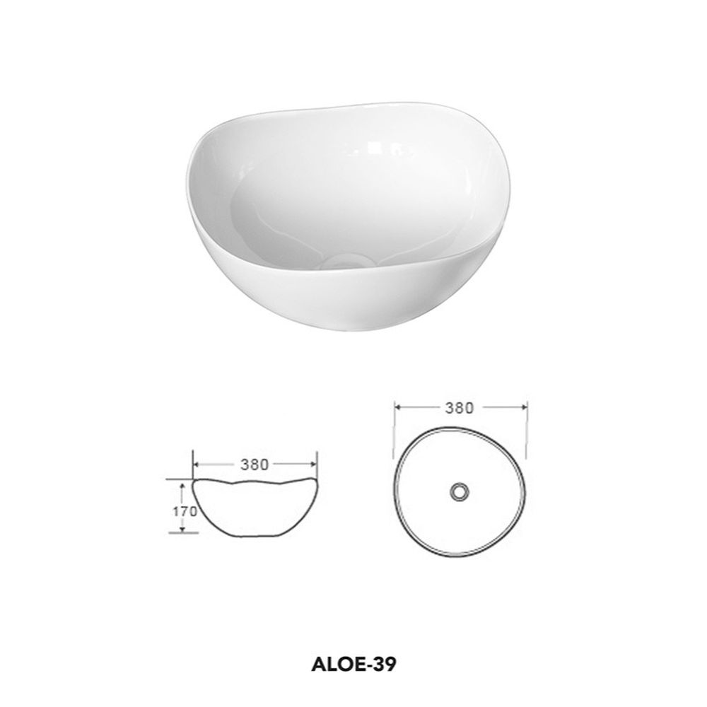 Lavoar pe blat alb lucios, asimetric, 38,5 cm, Fluminia Aloe [8]