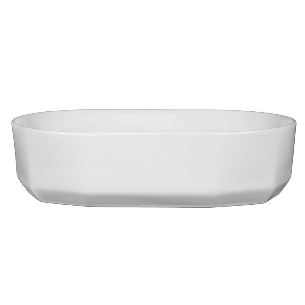 Lavoar pe blat alb lucios, oval, 55 cm, Fluminia Ariel, cu baza poligonală [3]