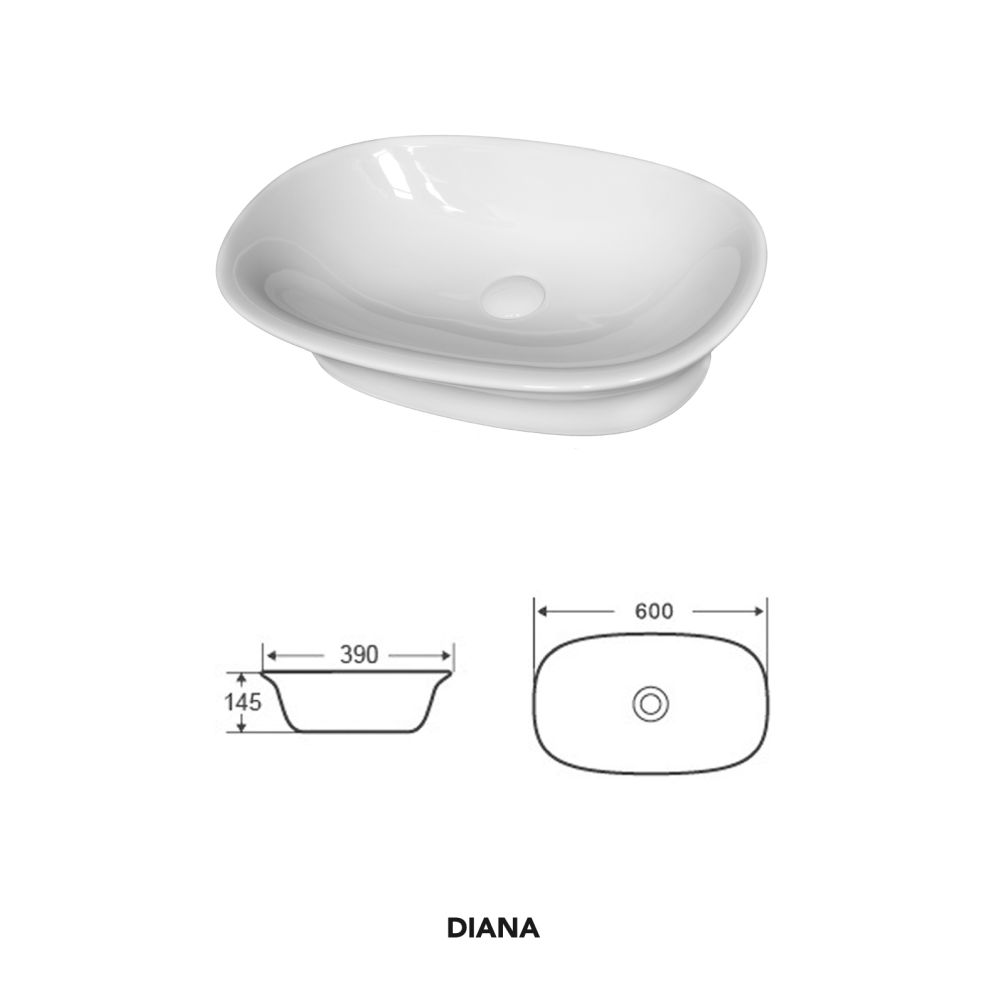 Lavoar pe blat alb lucios, oval, 59 cm, Fluminia Diana [8]