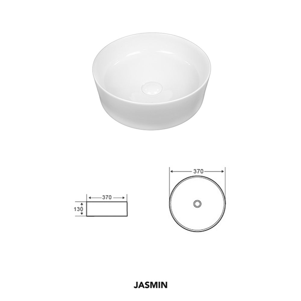 Lavoar pe blat alb lucios, rotund, 37,5 cm, Fluminia Jasmin [6]