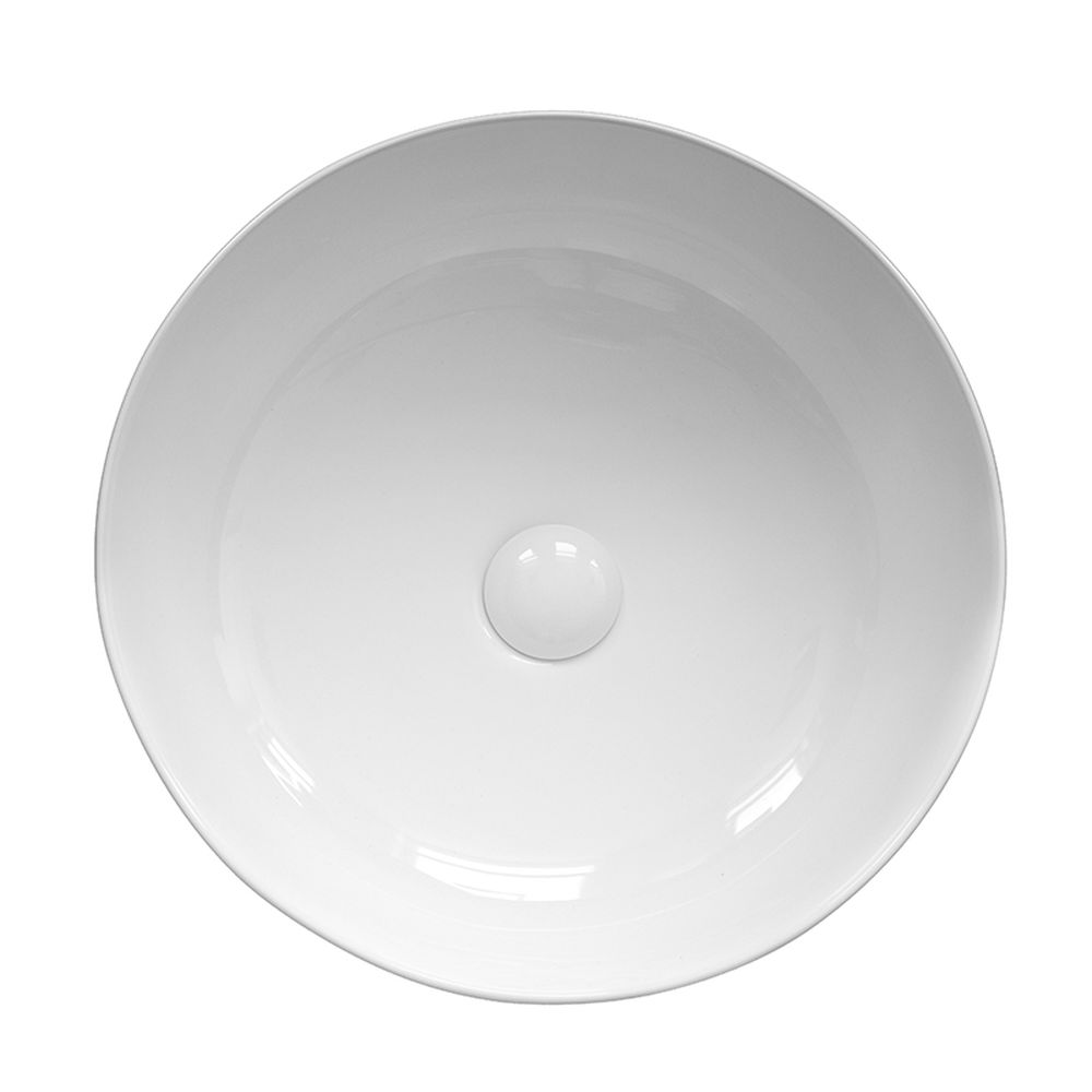 Lavoar pe blat alb lucios, rotund, 42 cm, Fluminia Cupido, cu baza poligonală [2]