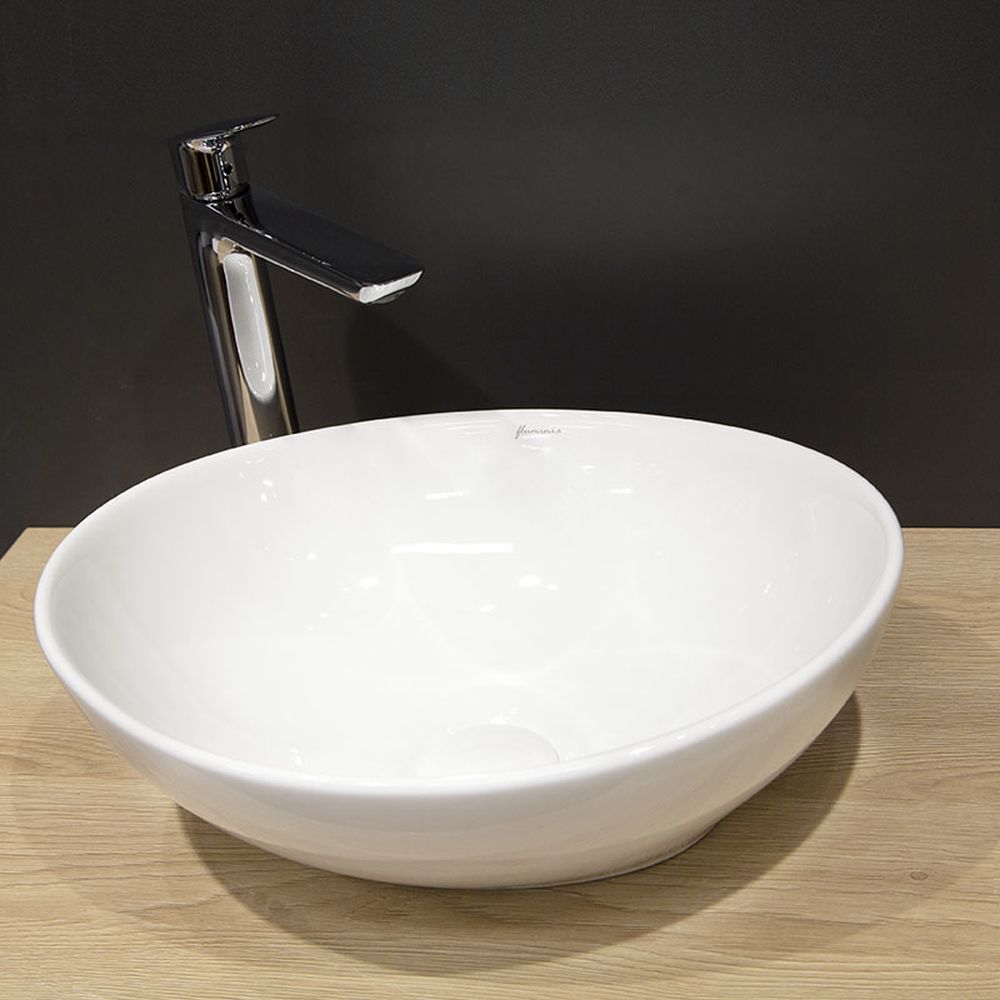 Lavoar pe blat alb mat, oval, 40 cm, Fluminia Rio [4]