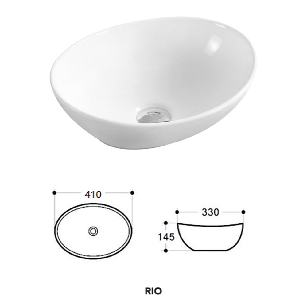 Lavoar pe blat alb mat, oval, 40 cm, Fluminia Rio [7]