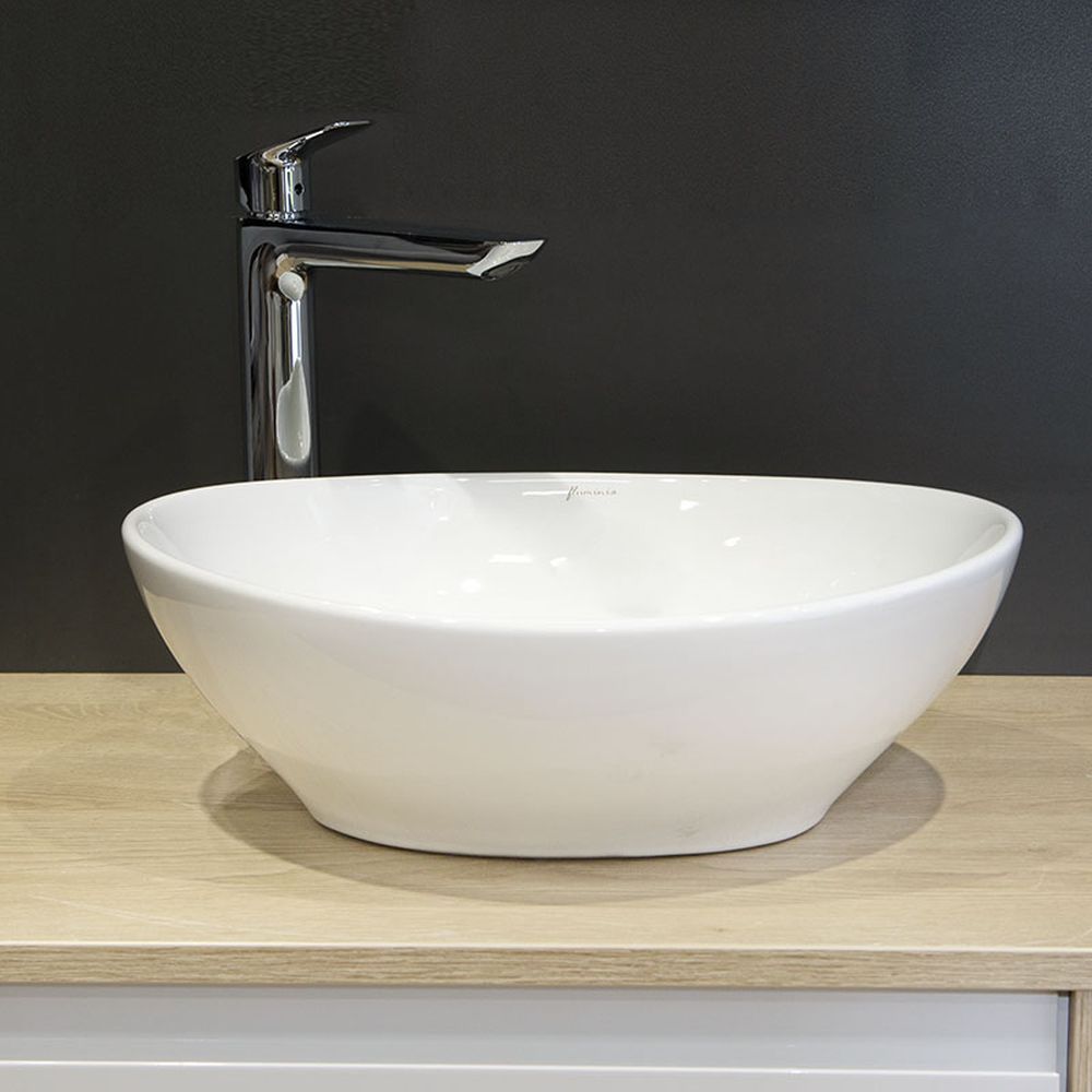 Lavoar pe blat alb mat, oval, 40 cm, Fluminia Rio [5]