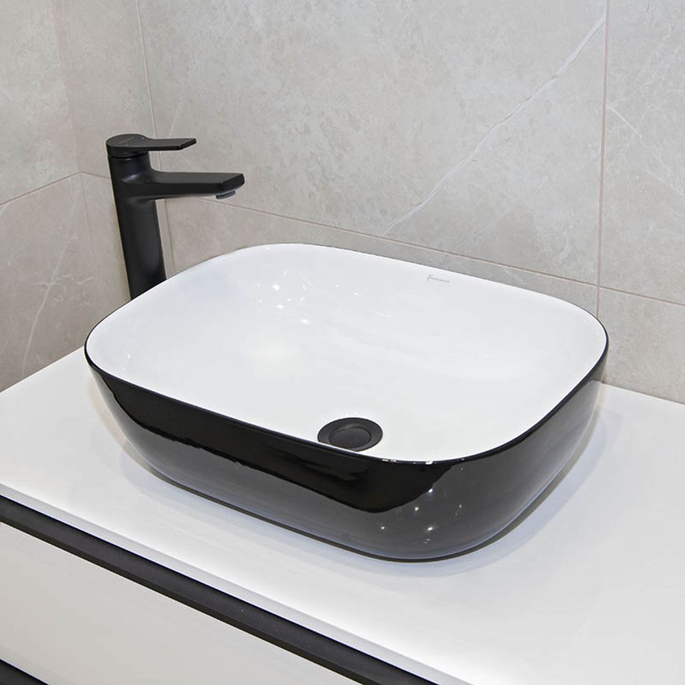 Lavoar pe blat alb/negru lucios 46 cm Fluminia Crius [5]