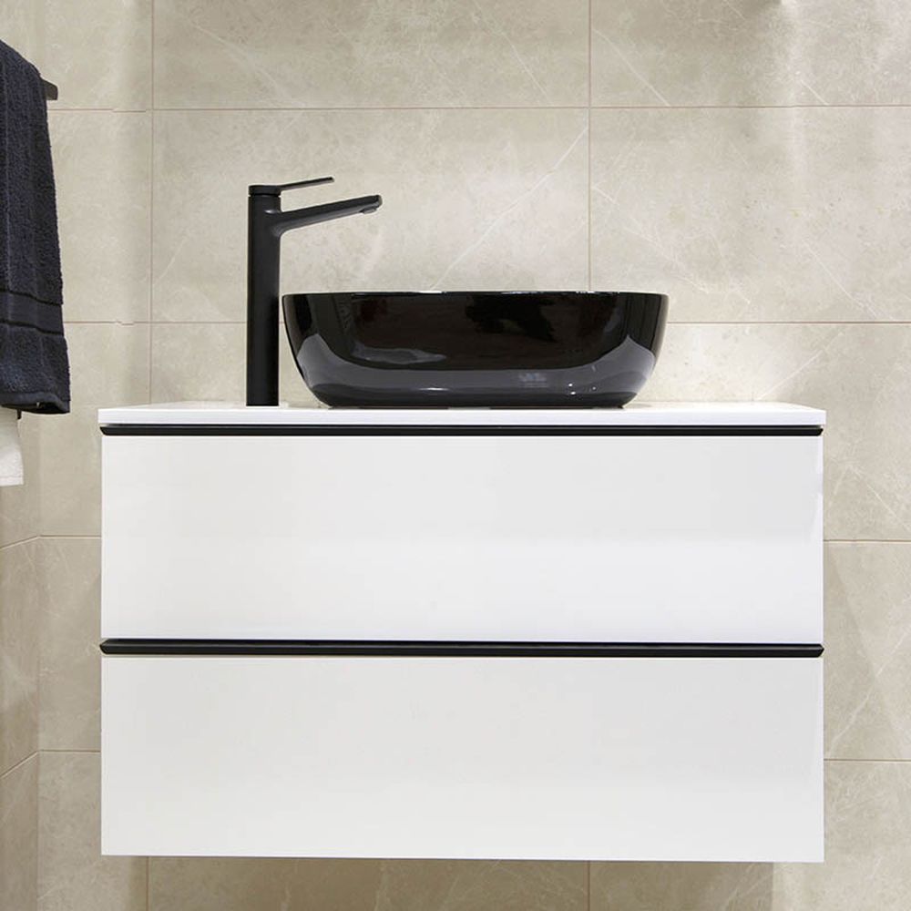 Lavoar pe blat alb/negru lucios 46 cm Fluminia Crius [4]