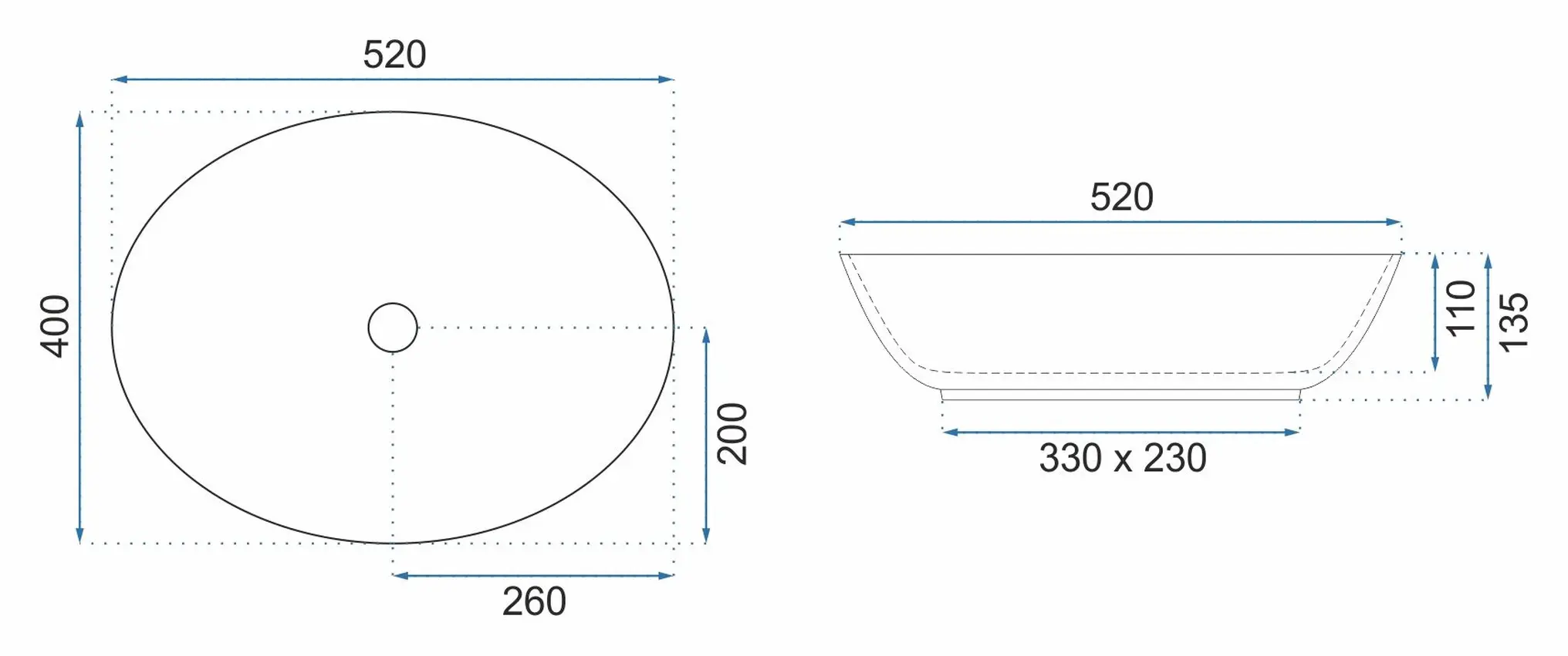 Lavoar pe blat ceramică decorată, alb/auriu, oval REA Margot 52x40 cm [5]
