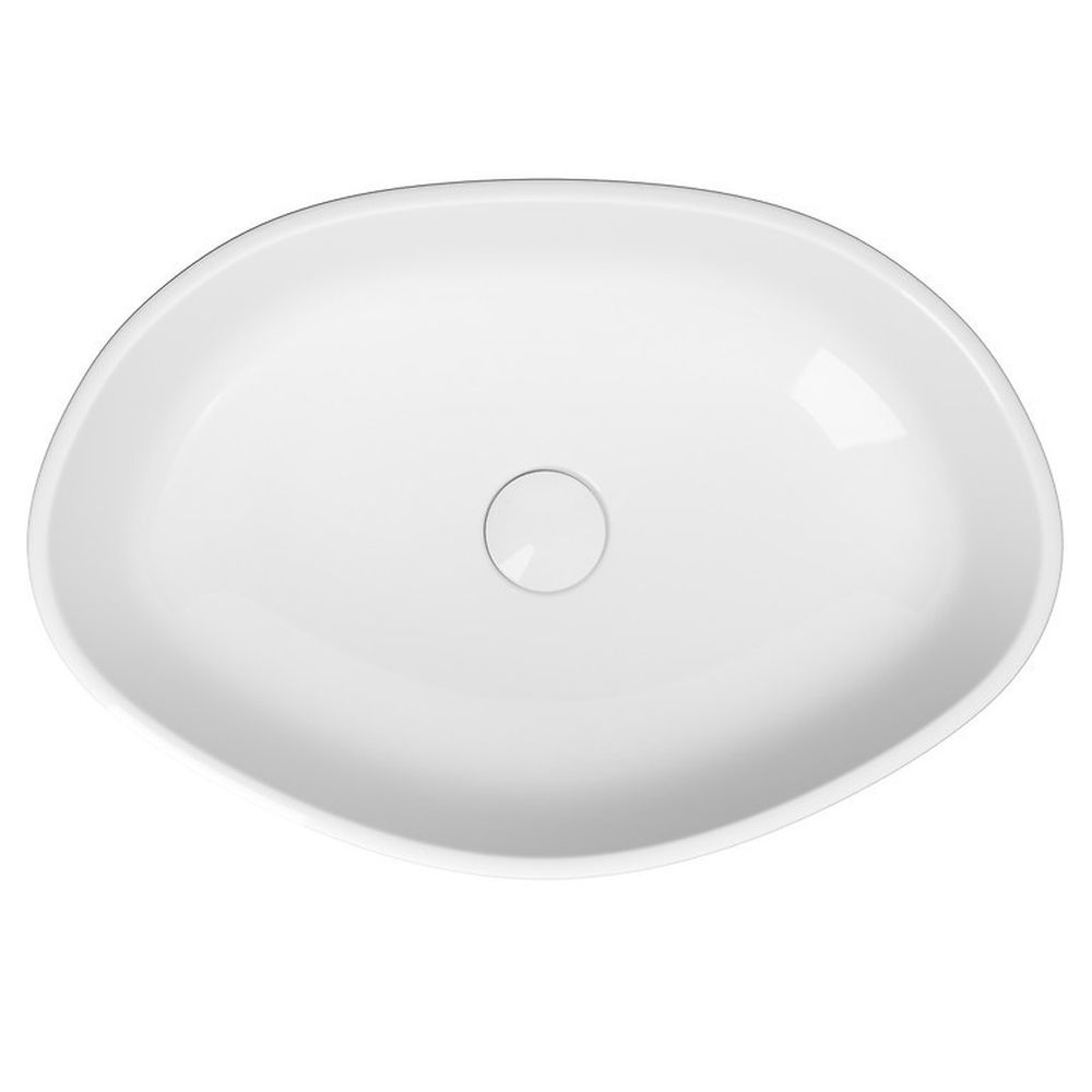 Lavoar pe blat alb 50 cm, oval, cu ventil ceramic inclus, Cersanit City [2]