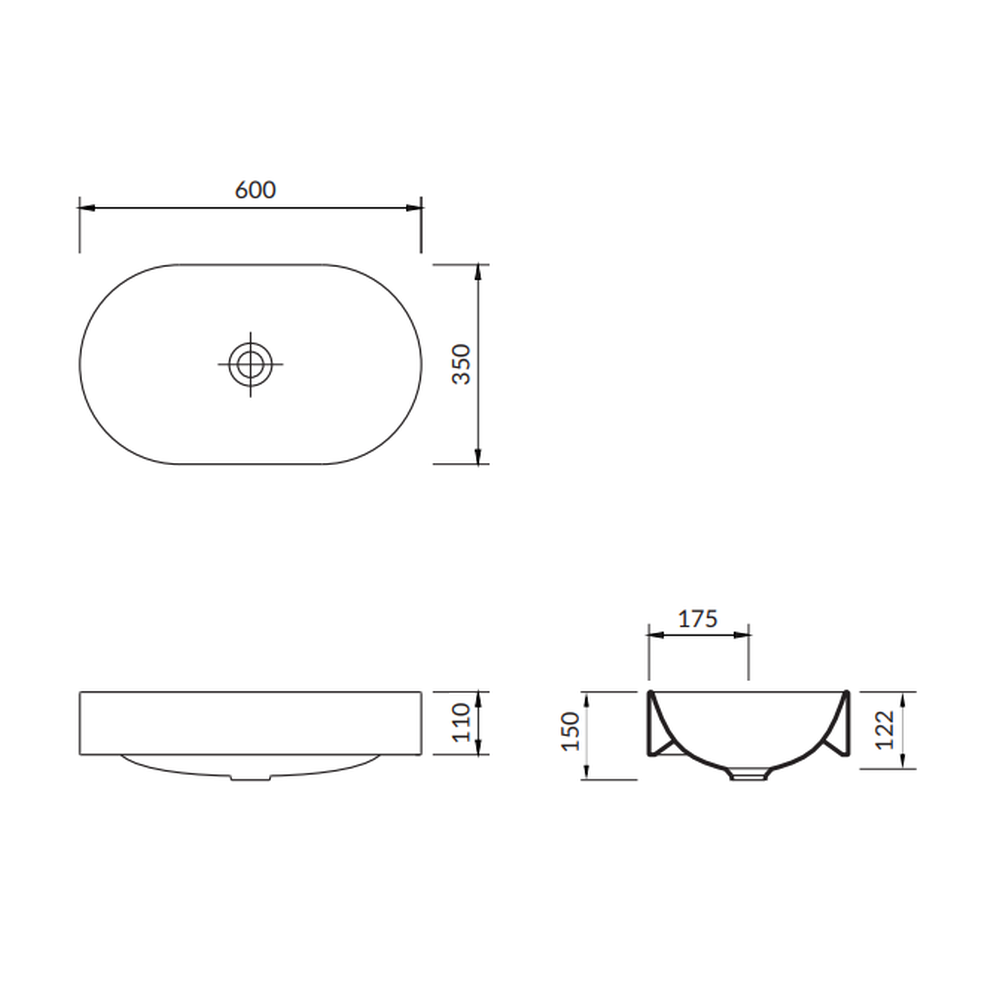 Lavoar pe blat alb 60 cm, oval, Cersanit Inverto [3]